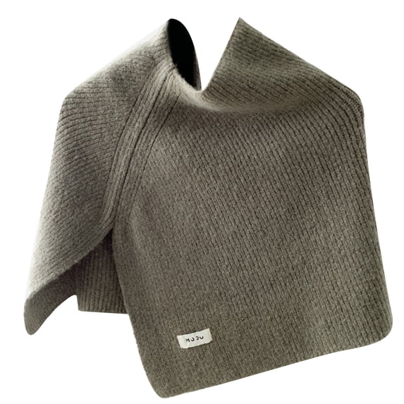RUISINERY Elegant Faux Wool Shawl with Split Designs for Women Turtleneck Asymmetrical Knitted Shoulder Wrap Scarf Capelet Ponchos
