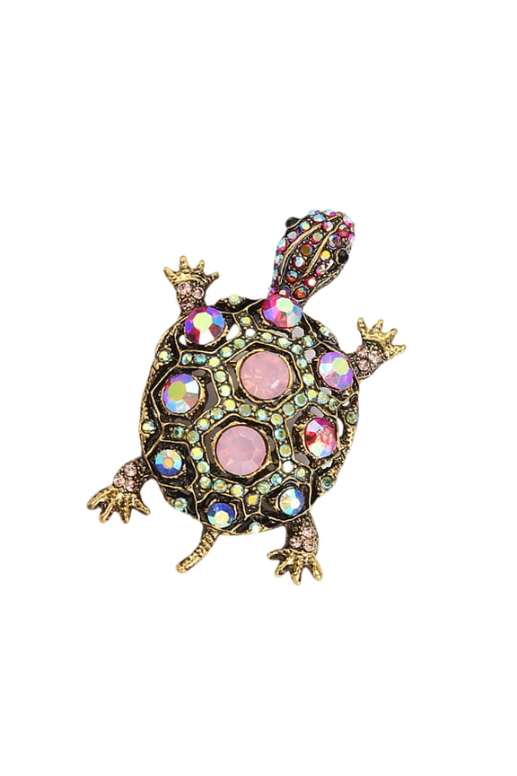 Elegant Turtles Brooches with Rhinestones Unique Turtles Pin Unisex Pins Alloy Texture Suitable for Fashionable Outfits