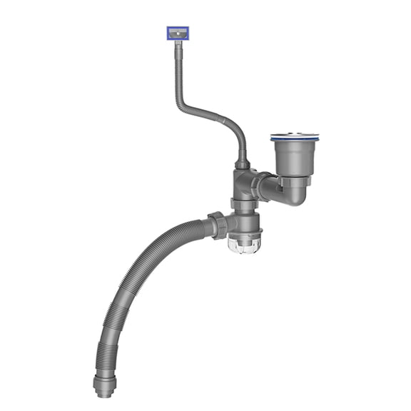 RUISINERY Flexible Pipe Set Convenient for Kitchen Sink Space Saving Drain With Clear Backflow Preventer P
