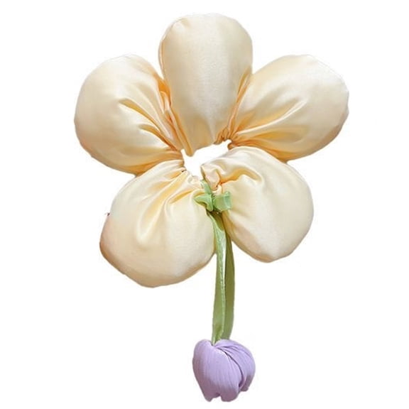 RUISINERY Flower Scrunchie Hair Bows For Girls Soft Fabric Elastic Hair Tie Kids Fashion Hair Accessories For Ponytails Braids
