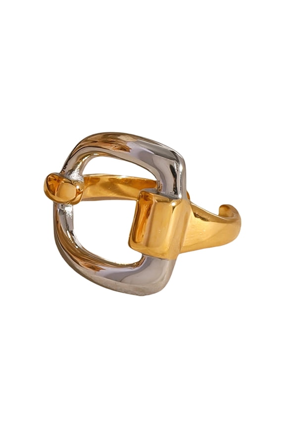 Glossy Shines Stainless Steel Gold Silver Letter D Geometric Opening Rings for Women Finger Accessory Fashion Jewelry