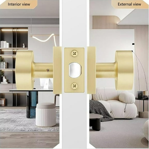 RUISINERY Gold Interior Door Knobs Heavy Duty Square Designs Door Knobs Modern Door Knobs Upgrades for Bedroom & Bathroom Privacy