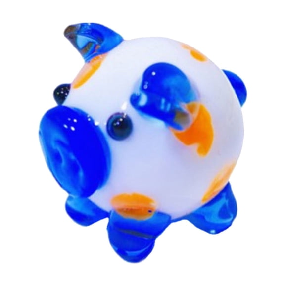 RUISINERY Handmade Colorful Glass Piggy Figurine Miniature Animal Statue Ornament for Home Decors and Office Desk Decoration