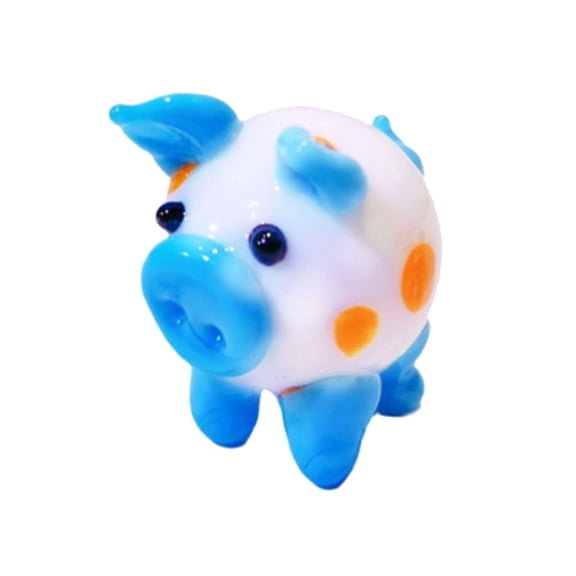 RUISINERY Handmade Colorful Glass Piggy Figurine Miniature Animal Statue Ornament for Home Decors and Office Desk Decoration