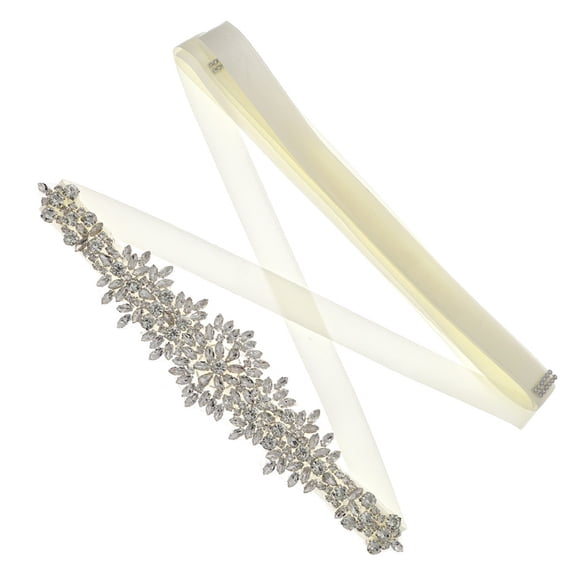 RUISINERY Handmade Wedding Bride Sash with Sparkling Rhinestones and Crystal SelfTied Lace Ribbon Belt for Bride Special Occasion