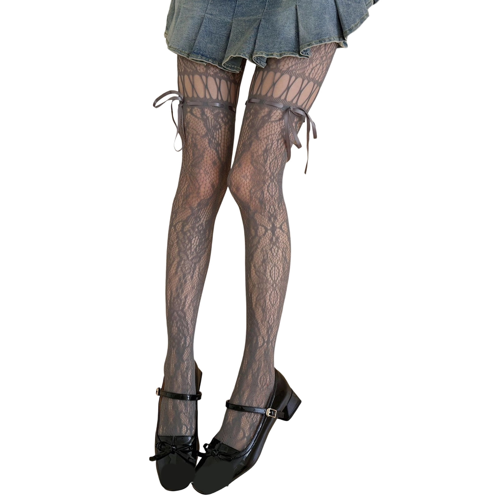 RUISINERY Lace Fishnets Thigh High Stockings Patterned Suspender Tights for  Women Garter Belt Pantyhose Tights Fishnets Hosiery - Walmart.com