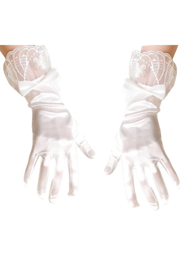 Lace Gloves Wedding Dancing Gloves Proms Party Supply Full Finger Stretchy Gloves for Concert Operas