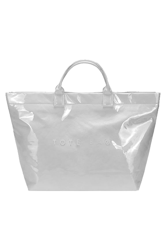 Large Capacity PVC Top Handle Bag for Women with Stylish Letter Print Handbag Kraft Paper Bag for Office and Daily Use