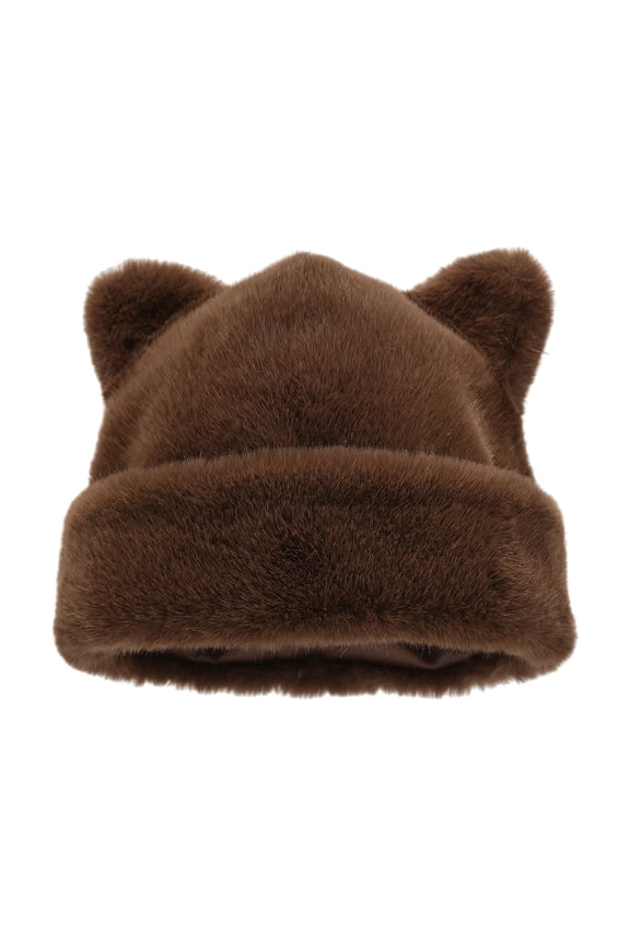 Oversized Kitten Hat with Ear Solid Color Skiing Hat Furry Caps Cartoon Photo Props Outdoor Head Wrap for Unisex