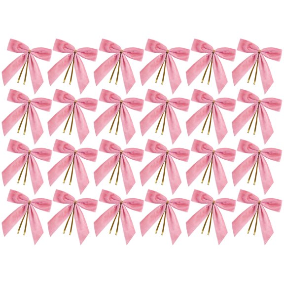 RUISINERY Pack Of 24 Christmas Tree Bows Butterfly Knot Hanging Ornament Velvets Bowknot for Wreath Use Seasonal Decorations