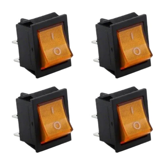 RUISINERY Pack Of 4 Rockers Switches With LED Indicators Light Accessory for Easy Operations In Various Electrical Circuits