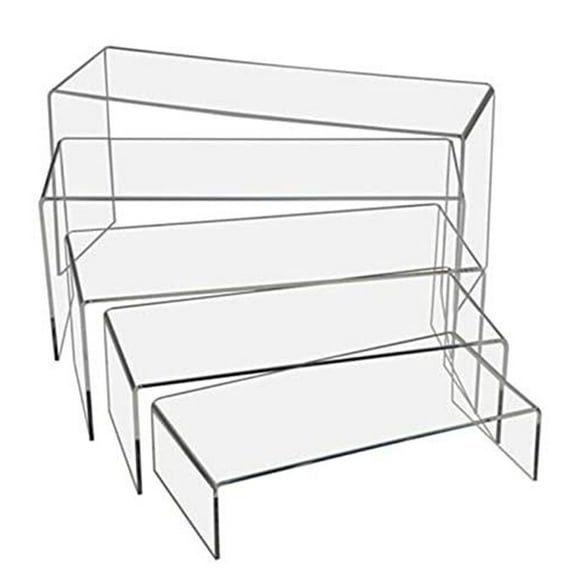 RUISINERY Pack of 5 Acrylic Display Risers Stand Large Clear Shelves Racks for Cupieceake Figures Toy Collectibles Perfumes and More