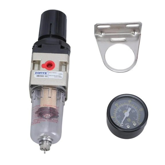 RUISINERY Pneumatic 1/4 BSPT Air Filter Pressure Regulator Combo High Efficiency Air Filter & Pressure Regulator for Compressor