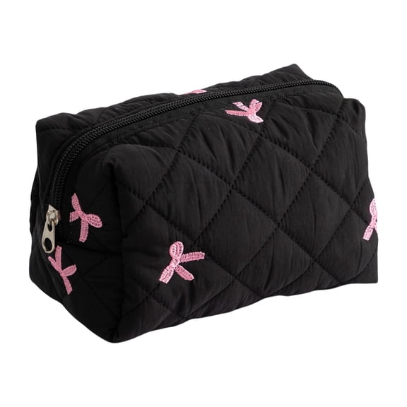 RUISINERY Quilted Lipstick Organiser Bag with Elegant Bowknot Stylish and Practical Makeup Storage Container Cosmetic Holder
