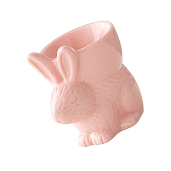 RUISINERY Rabbits Shape Eggs Cups Handmade Ceramic Soft Boiled Eggs Holder Fun and Safe Kitchen Tableware Suitable for Breakfast