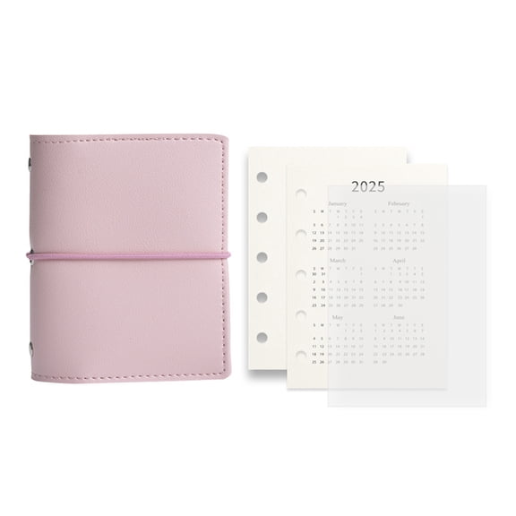 RUISINERY Refillable Leather 5 Rings Binder Notebook with Refill Paper 5 Holes Binder Planner 12.3x9.8CM Leather Binder Covers