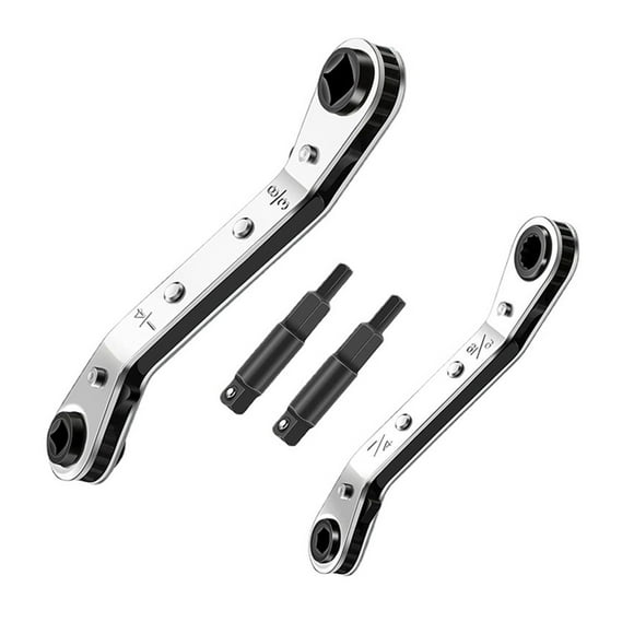 RUISINERY Service Wrench Refrigeration Wrench With 2pieces Hexagon Bit Adapter For Air Conditioning Refrigeration Tool Equipment Repa
