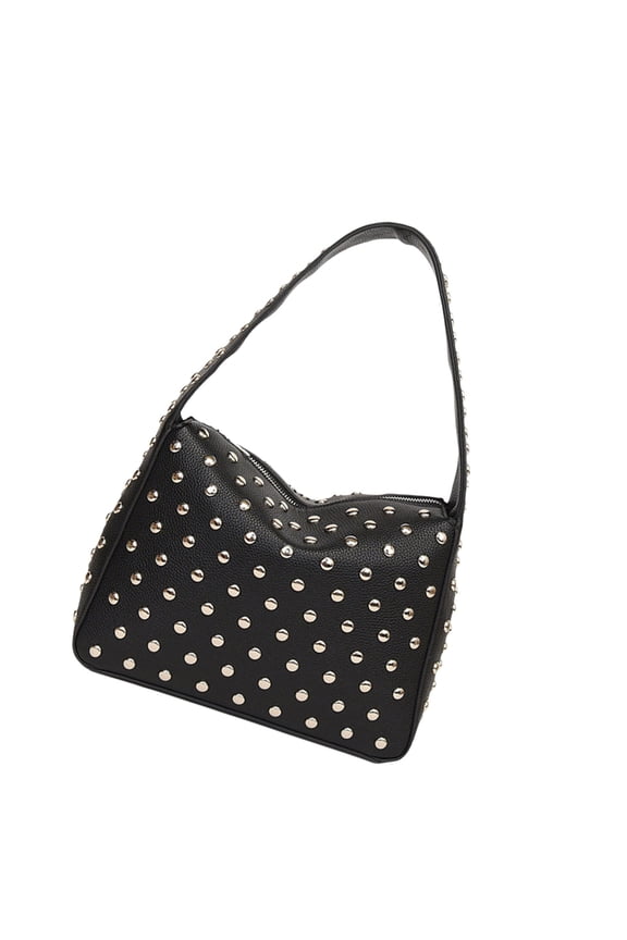Studded PU Leather Underarm Purse Shoulder Bag Retro Punk Styles 90s Small Zippered Handbag for Women Fashion Streetwear