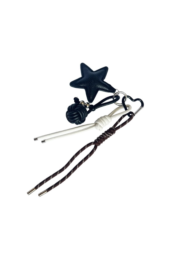 Stylish Star Pendant PU Leather Keychain Braided Rope Keyring For Bags Trendy Accessory for Handbags and Purses