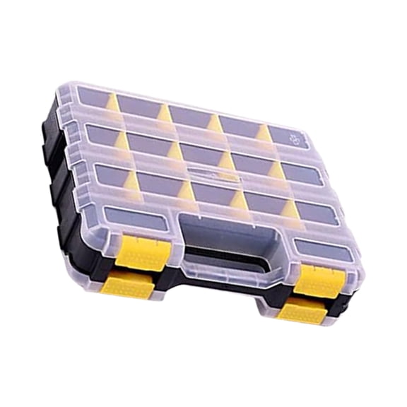 RUISINERY Tool Box with Clear Lid Double Side 34-Compartments Organizers Box with Removable Dividers for Hardware, Screws