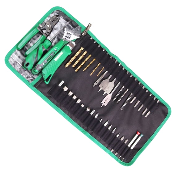 RUISINERY Tool Roll Bag with Transparent Zippered Mesh Pocket for Easy Storage and Drill Bit Screwdriver Bit Electrician Tool