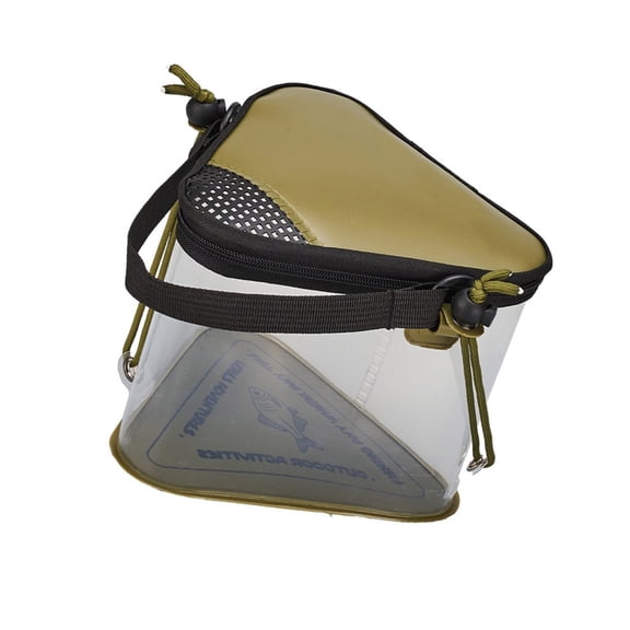 RUISINERY Triangle Fishing Bucket Foldable Clear Live Fish Bucket Live Baits Container Portable Water Pail Multifunction