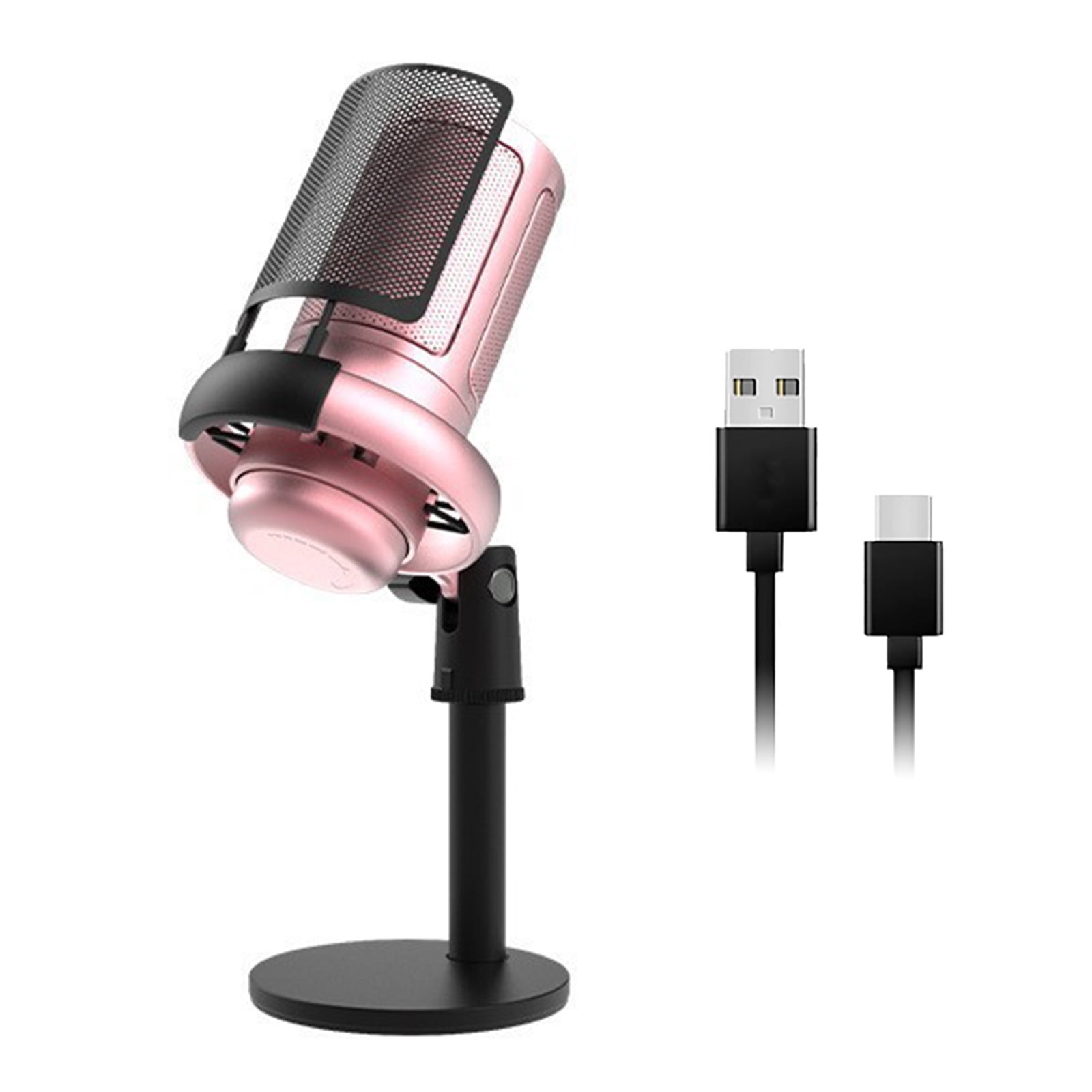 RUISINERY USB Microphone for piece Gaming Color Lighting Mic Mute Button Condenser with Knob Solid Base
