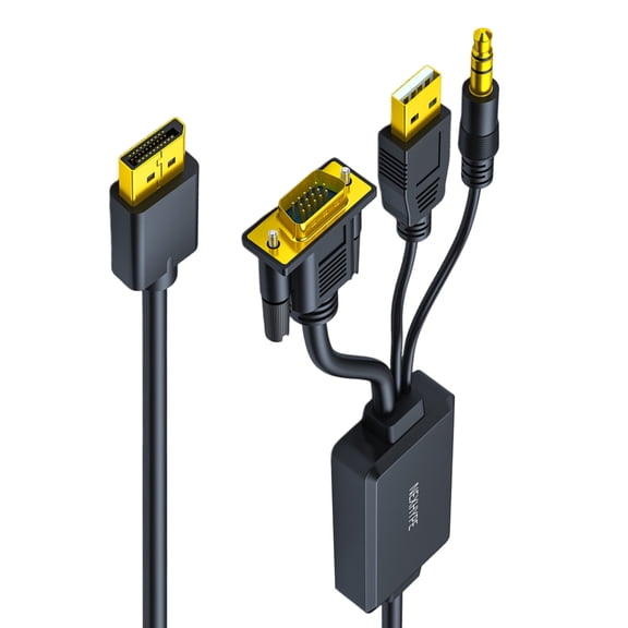 RUISINERY VGA to DisplayPort Adapter Cable Sound Transmission and 1080P Resolution for piece Laptop To TVs Monitor