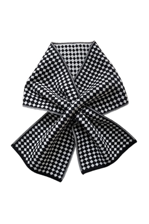Warm Knitted Checker Scarf for Winter Decorative Neck Gaiter Crochet Shawl Adult Teens Warm Neckwear for Indoor Outdoor