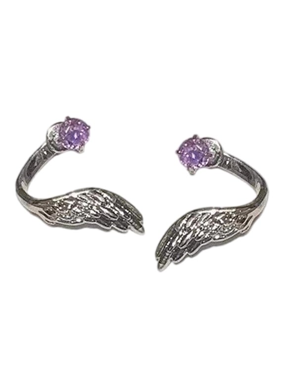 Wing Twisted Rhinestones Studs Earrings Crystal Embellished Wing Ear Bone Nails Alloy Jewelry For Sensitive Skin