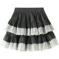 thumbnail image 1 of RUISINERY Women Aesthetic Sweet Layered Lace Trim Cake Skirt Double Tiered Velvets Elastic High Waist Short Skirt with Lining, 1 of 8