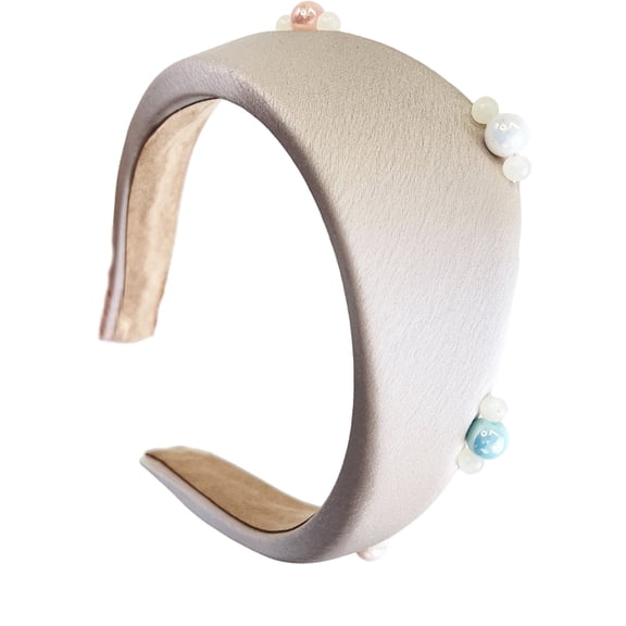 RUISINERY Women Soft Fabric Headbands with Pearls Decors High Skull Wide Hairhoop for Elegant Hair Styling All Matching Hairband