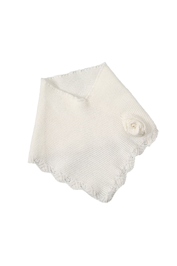 Women Winter Knit Scalloped Edges Turtleneck Faux Collar Elegant Flower Detachable Pullover Triangular Scarf Neck Warmer