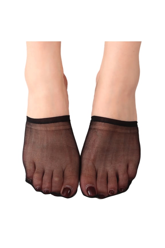 Women's Sheer Mesh Toe Covers Socks with Nonskid Bottom Grip Elastic Toe Top Not Show Liner Forefoot Half Socks