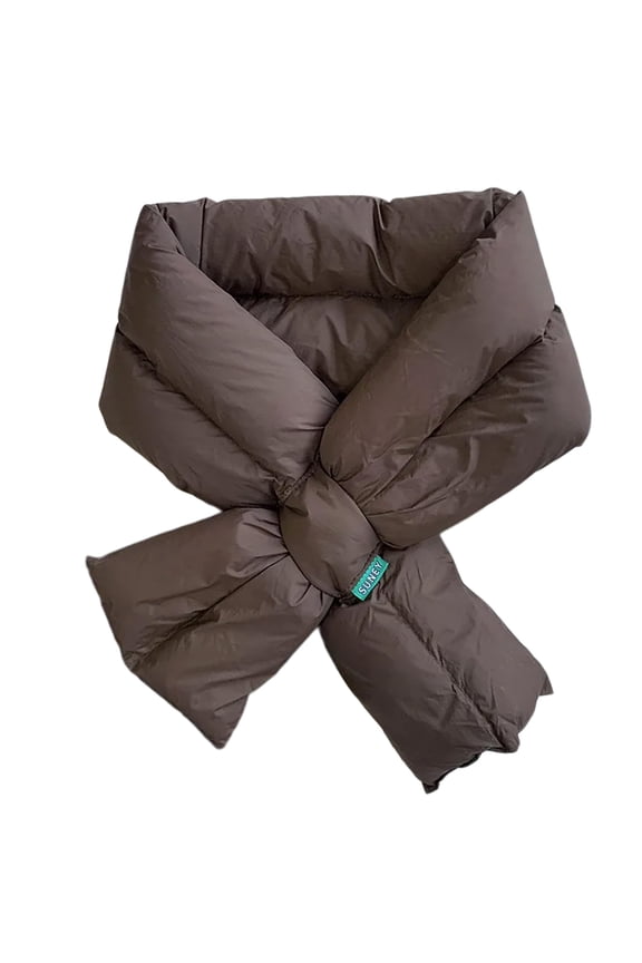 Womens Winter Warm Down Scarf Collar Neck Warmer Solid Color Lightweight Padded Puffer Scarves Neck Wrap for Outdoor Ski