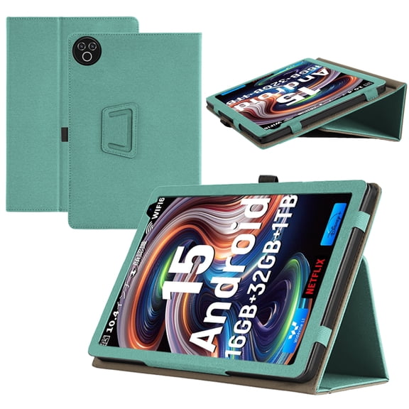 RUIXHFor Evermyth 10 Inch Tablet Case Evermyth Android 15 Tablet Case Premium PU Leather Lightweight and Portable Built-in Stand and Pen Slot Design With Wrist Strap (Green)