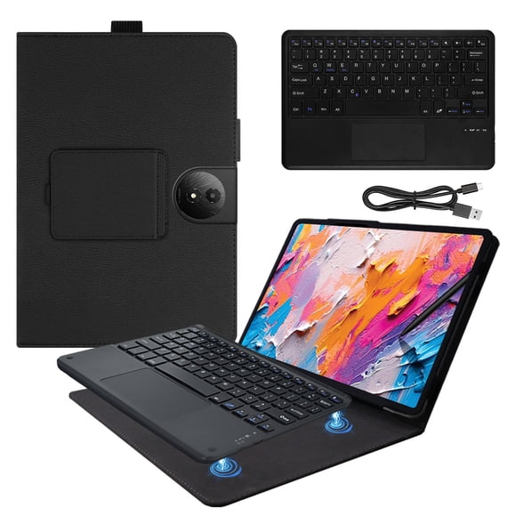 RUIXHFor TCL NXTPAPER 11 Plus 11.5Inch Tablet Keyboard Case TCL Android 15 Tablet Case PU leather Drop-proof Built-in stand Pen slot Detachable touch Bluetooth keyboard Slim and Portable (black)