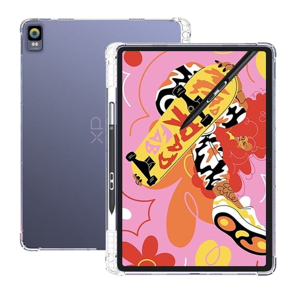 RUIXHFor XPPen Magic Drawing Pad 12.2 Inch dedicated protective case XPPen Android 14 Tablet Case TPU material drop-proof waterproof easy to clean with built-in pen slot thin and soft (transparent)