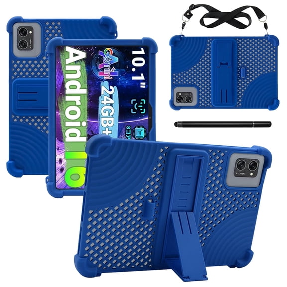 RUIXHProtective case for TABWEE T20 Android 16 10.1-inch tablets made of silicone waterproof and drop-proof breathable built-in stand pen slot design includes shoulder strap and stylus (Blue)