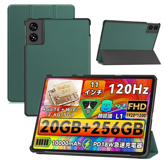 RUIXHfor LZF ZPad3 / Z3 11 Inch Tablet Case LZF Android 15 Tablet Case PU Material Drop-proof Scratch-resistant Tri-fold Stand Function Thin light and portable Tri-fold tablet case (dark green)