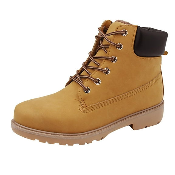 RUIYANQI Men's Camouflage Leather Work Boots Lace Up Ankle High Military Tactical Boots Durable Outdoor Hiking Shoes Trendy Fashion Casual Combat Boots Solid Colors Yellow Women Sandal