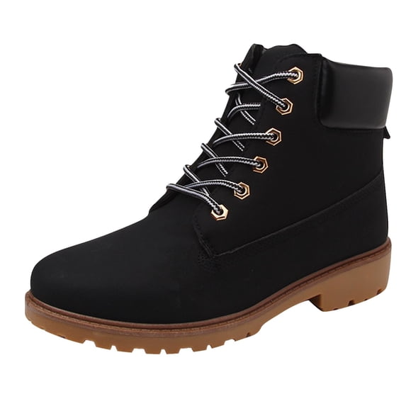 RUIYANQI Men's Camouflage Leather Work Boots Lace Up Ankle High Military Tactical Boots Durable Outdoor Hiking Shoes Trendy Fashion Casual Combat Boots Solid Colors Black Women Sandal