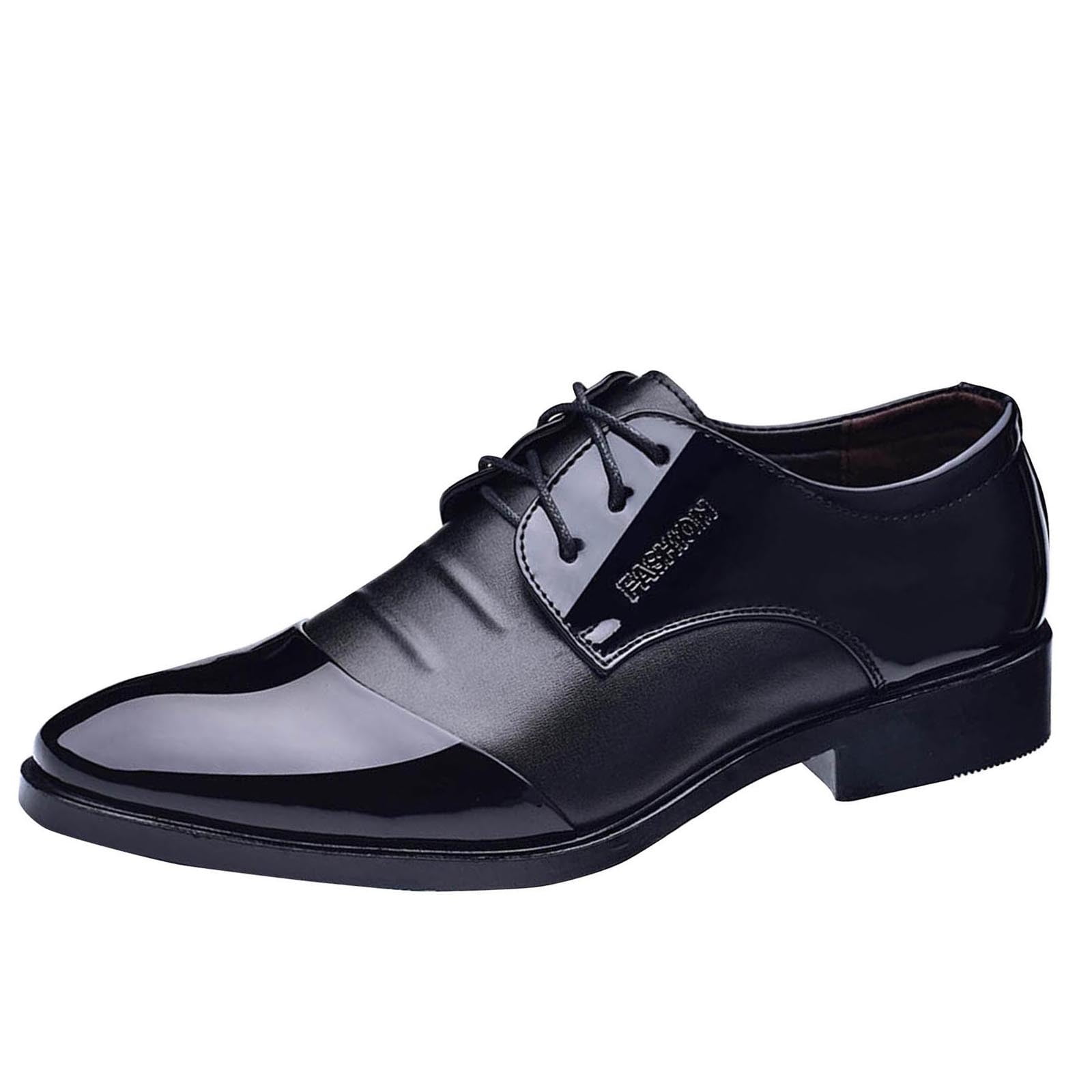Ruiyanqi Men's Patent Leather Dress Shoes Lace Up Oxfords Formal Business Wedding Shoes Shiny Cap Toe Footwear Classic Office Party Evening Shoes