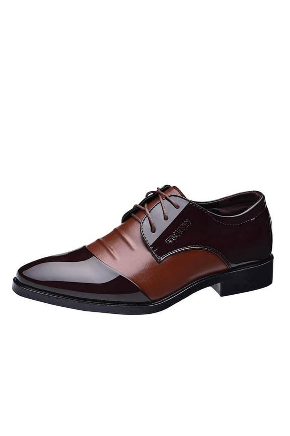 Men's Patent Leather Dress Shoes Lace Up Oxfords Formal Business Wedding Shoes Shiny Cap Toe Footwear Classic Office Party Evening Shoes Brown Women Sandal