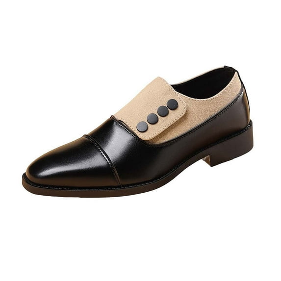 RUIYANQI Men's Slip On Dress Shoes Formal Oxfords Button Accent Leather Loafers Business Wedding Footwear Trendy Office Party Shoes Yellow Women Sandal