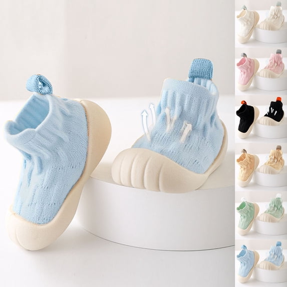 RUIYANQI Newborn Infant Baby Shoes Toddler Shoes for Boys Girls Breathable Knit Sock Style Pre Walkers Soft Non Slip Rubber Sole Anti Collision Indoor Floor Autumn First Walker Toddler Shoes