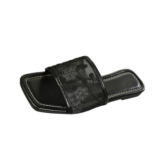 RUIYANQI Stylish Women's Flat Sandals,Sweet Lace and Sequin Design,Perfect for Vacations and Casual Outings Black Women Sandal