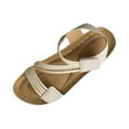 thumbnail image 1 of RUIYANQI Women's Adjustable Strap Sandals Comfortable Orthopedic Footbed Shoes Open Toe Walking Sandals Trendy Summer Beach Footwear Beige Women Sandal, 1 of 4