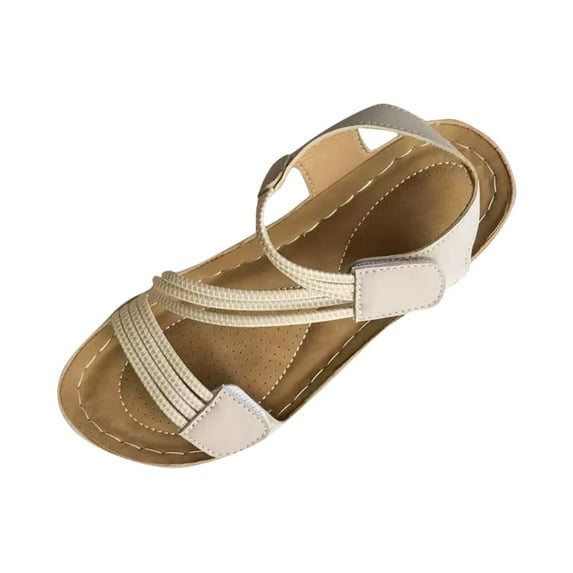 RUIYANQI Women's Adjustable Strap Sandals Comfortable Orthopedic Footbed Shoes Open Toe Walking Sandals Trendy Summer Beach Footwear Beige Women Sandal