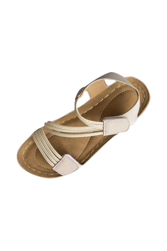 Women's Adjustable Strap Sandals Comfortable Orthopedic Footbed Shoes Open Toe Walking Sandals Trendy Summer Beach Footwear Beige Women Sandal